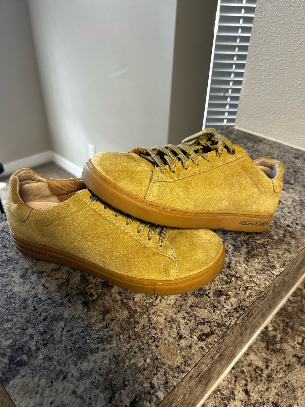 Birkenstock Men's Suede Sneakers in Mustard Yellow